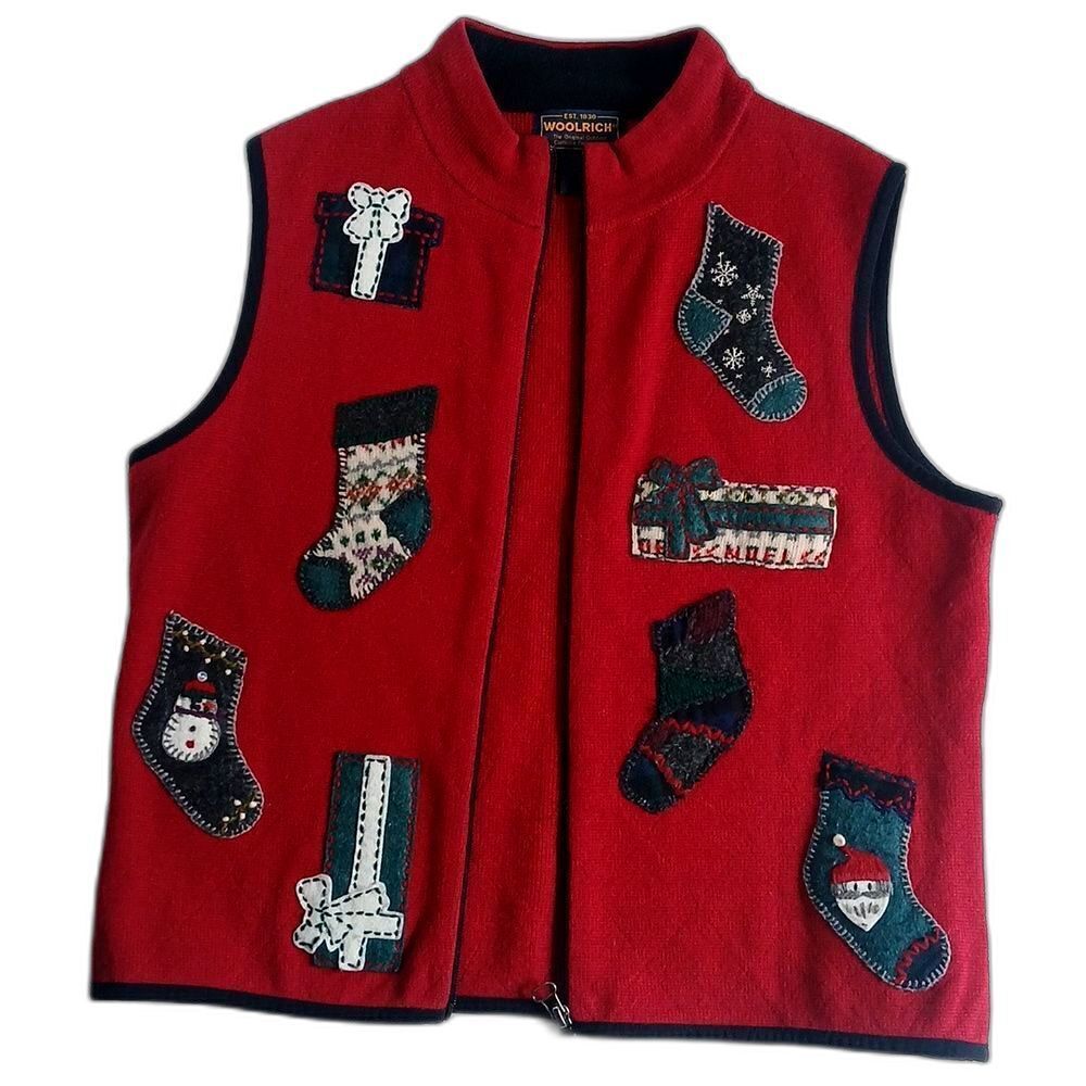 Vintage Woolrich Vest Wool Red Christmas Holiday Y2K